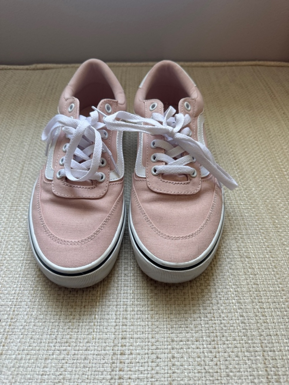Vans Pink Canvas Low-Top Sneakers with White Stripe